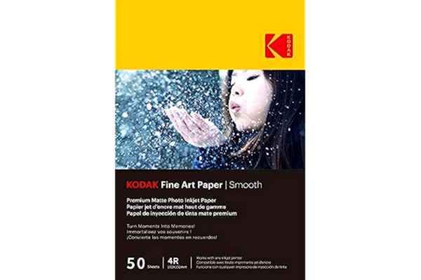 Kodak KODAK Fine Art Paper – matt fotopapper, 50 ark, 230 g/m², format A6 (10 x 15 cm), bläckstråletryck, slät yta, premiumkvalitet för dina minnen