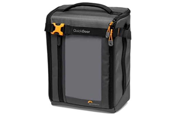 Lowepro  GearUp Creator Box Extra Large II, spegelfri och DSLR-kameraväska, kamerafodral med QuickDoor åtkomst, tillverkad med återvunnet tyg, orange vadderade interiördelare, grå