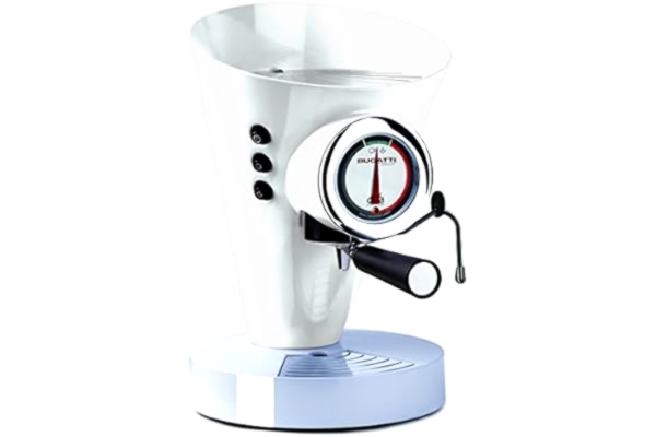 Casa Bugatti BUGATTI, Diva Evolution, Machine à Café Expresso et Cappuccino, pour Café Moulu et Dosettes, Fonction Vapeur Non-Stop, 15 Bar, 950 W, Capacité 0,8 Litre, Design Élégant (Blanc)