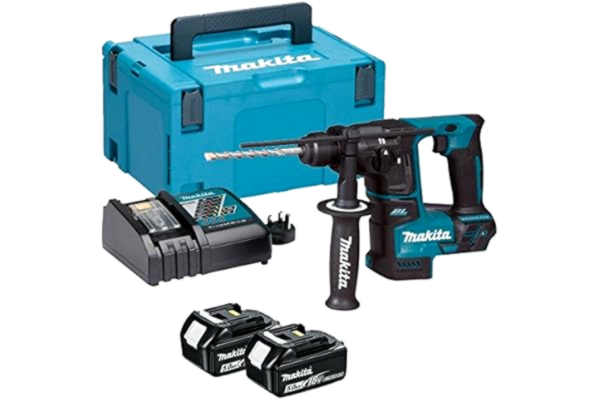 Makita  borrhammare Brushless 2 funktioner med 2 batterier 18 V 5 Ah dhr171rtj, W, 18 V, svart/blå, 3 kg