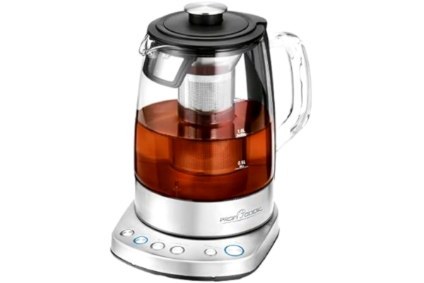 ProfiCook Elektrisk vattenkokare - Vattenkokare - Ansluten tekanna - Silver och glasfärg - Profi Cook PC-WKS 1167 G