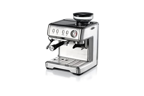 Ariete  1313 Metal Espresso Machine, Automatic Bean to Cup Coffee Maker With Grinder, Barista Style Lattes Cappuccinos Americanos, Powder or Pods, Stainless steel
