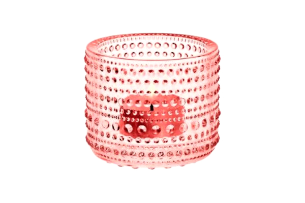 Iittala  Kastehelmi vindljus, glas, laxrosa, 8,1 x 8,1 x 6,4 cm