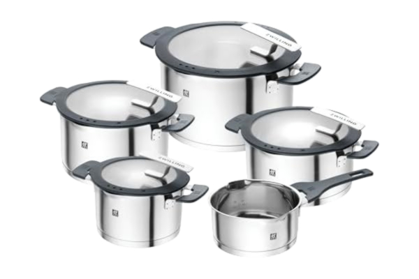 Zwilling ZWILLING Simplify Grytset, 5-delar, Med integrerad sil i locket, Induktionsförberedd, Silver-Svart