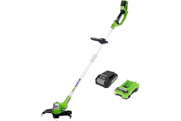 Greenworks  Cordless Lawn Trimmer Deluxe Model G24LT30MK2 (Li-Ion 24 V 30cm Cutting Width 3500 RPM Rotating and Tilting Motor Head Adjustable Handle With Battery & Charger)
