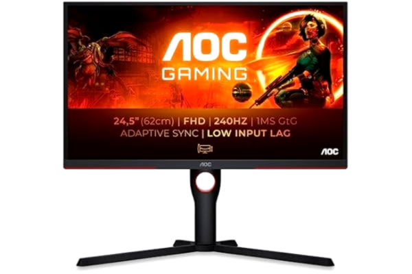 AOC  Gaming 25G3ZM/BK - 25" 240Hz FHD-skärm, 0,5 ms MPRT, FreeSync Premium (1920 x 1080, HDMI 2.0 x 2, DisplayPort 1,2 x 1, hörlursutgång (3,5 mm)) svart/röd