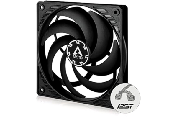 Arctic ARCTIC P12 Slim PWM PST – 120 mm fläkt optimerad för statiskt tryck, fodralfläkt med PST-anslutning (PWM Sharing Technology), särskilt smal – svart