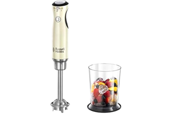 Russell Hobbs  blender ręczny, 2 stopnie prędkości, pojemność pojemnika 1l, stalowe ostrza, kruszenie, mieszanie, moc 700W, beżowy, Retro 25232-56