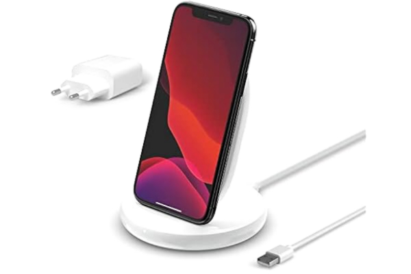 Belkin  BoostCharge trådlöst laddningsställ 15 W (Snabb trådlös Qi-laddare iPhone, Samsung, Pixel och fler) - Vit