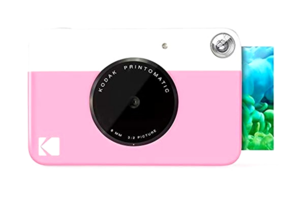 Kodak  Printomatic digital instant print camera - full color prints on ZINK 2 x 3 inch photo paper with sticky back (pink) print memory instantly (USB not included)
