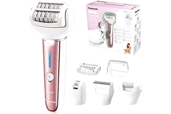 Panasonic  ES-DEL8A Épilateur 6 en 1 pour femme, Wet & Dry, embout pour aisselles et maillot, soin des pieds, épilation et rasage, rose