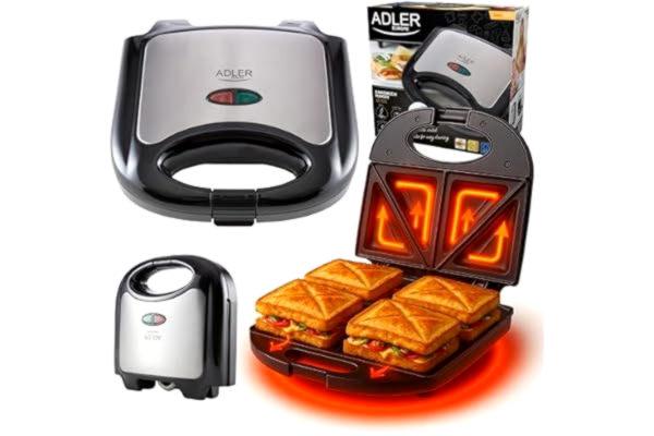 Adler  AD 3015 Smörgåsgrill, Silver, Svart