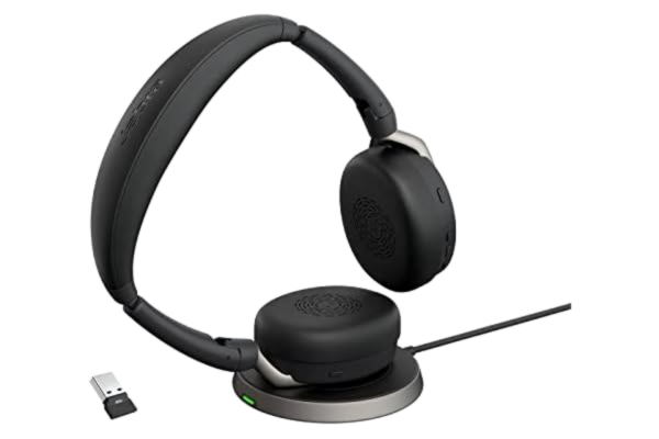 Jabra  Evolve2 65 Flex – trådlöst stereoheadset med Bluetooth, brusreducerande Jabra ClearVoice Technology och Hybrid ANC – fungerar med alla ledande UC-plattformar – svart