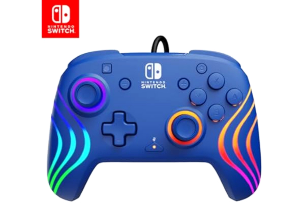 PDP Official Switch Afterglow Wave Wired Controller, Prismatic, Blå