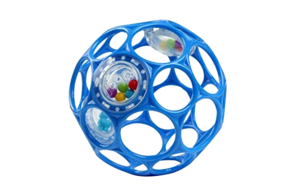 Oball Bright Starts Oball-skallra med flexibel och lättgreppbar design, för barn i alla åldrar, blå