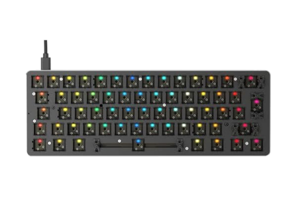 Glorious  GMMK COMPACT (60%) Barebones (endast chassi) – Mekaniskt gamingtangentbord, egen individuell tangentbelysning, lätta byten, anpassningsbart, Internationell/ISO layout - Svart