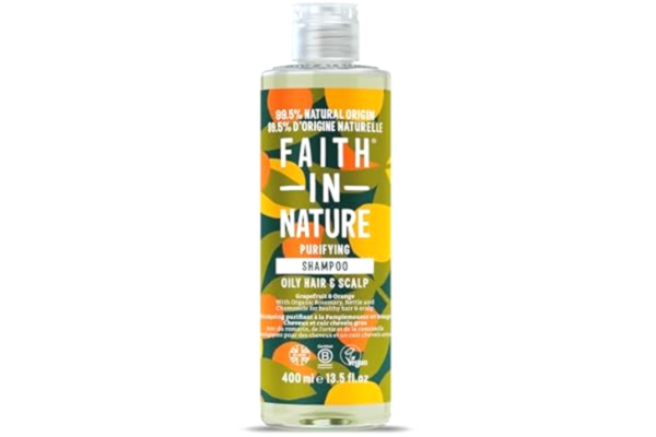 Faith in Nature Faith In Nature naturlig grapefrukt apelsinschampo, uppfriskande, vegansk och fri från djurförsök, utan SLS eller parabener, för normalt till fett hår, 400 ml