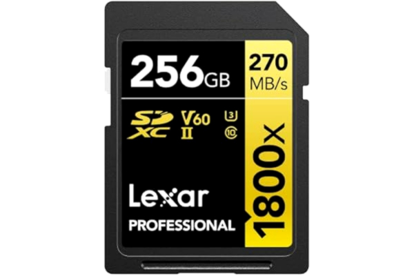 Lexar  SDXC Professional 256 GB 1800x UHS-II Gold-serien, klass 10, U3, V60, för 4K-videoinspelning, svart