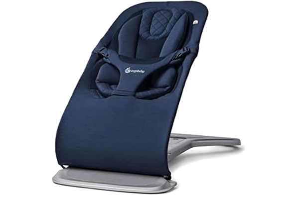 Ergobaby  3-in-1 Evolve Bouncer, Ergonomisk babysitter för nyfödda från födsel till småbarn, babygungstol med insats för nyfödda (2,5 kg - 13,2 kg), Blå (Midnight Blue)