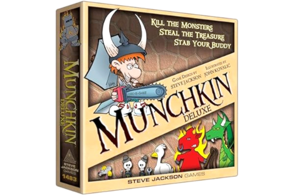 Steve Jackson Games , Munchkin: Deluxe, Board Game, Ages 14+, 1-4 Players, 30-120 Minute Playing Time
