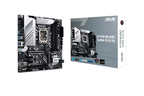 Asus ASUS Prime Z690M-PLUS D4 Gaming moederbord Intel Socket LGA 1700 (Intel Z690, mATX, PCIe 5.0, 3x M.2, DDR4-geheugen, Thunderbolt 4, Aura Sync)