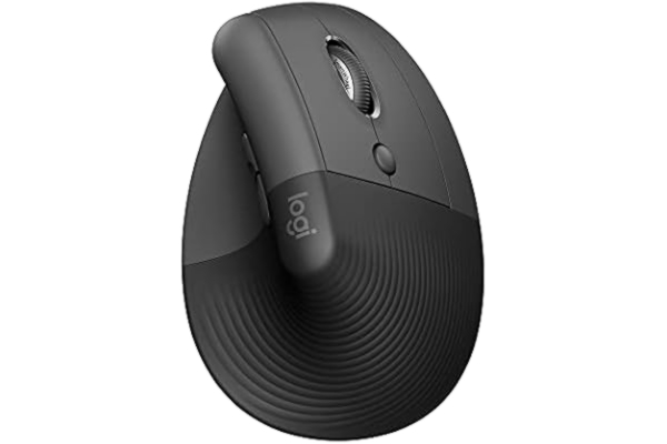 Logitech  Lift Vertikal ergonomisk mus, trådlös, Bluetooth eller Logi Bolt USB-mottagare, ljudlösa klick, 4 knappar, kompatibel med Windows/macOS/iPadOS, bärbar dator och PC - Grå