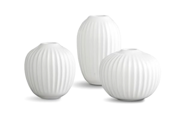 Kähler  Miniatyrvaser 3 st. Hammershøi Dansk design handgjord, vit