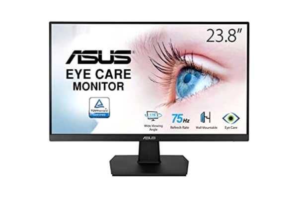 Asus ASUS VA247HE - Ecran PC 23,8" FHD - Dalle VA - 16:9 - 60Hz - 5ms - 1920x1080 - 250cd/m² - HDMI et VGA - Flicker Free - Filtres de lumière bleue