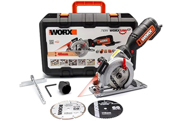 Worx  WX427 Worxsaw XL Handcirkelzaag, met tot 47 mm Zaagdiepte, voor Hout, Metaal, Plastic en Steen, Zwart/Zilver