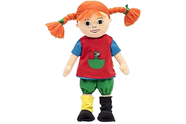 Micki Pippi Långstrump Talande Docka för Barn - Mjukt Gosedjur Leksaker för Flickor och Pojkar, Taldocka 11 Pippi Citat med 6 Språk, Dockor av Tyg- 40 cm Ålder 10m+
