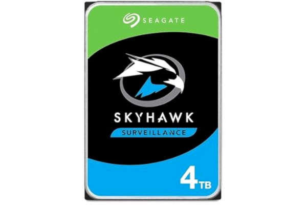Seagate  SkyHawk, 4 TB, intern hårddisk HDD, för videoinspelning med upp till 64 kameror, 3,5 tum, 64 MB cache, SATA 6 Gb/s, silver, inkl. 3 års Rescue Service (ST4000VX016)