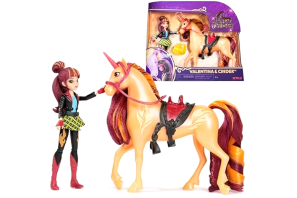Spin Master Unicorn Academy Enhörningsskolan - Unicorn Cinder + Valentina-docka - enhörning, docka och samlartillbehör - Enhörningsskola-serien inspirerade leksaker - leksak för barn från 4 år och uppåt