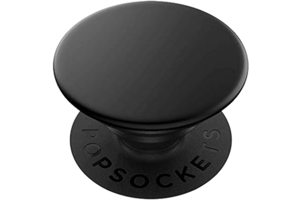 PopSockets  PopGrip - Hopfällbar Stativ och Grepp för Smartphone och Surfplatta med en Swappable PopTop - Black Aluminum