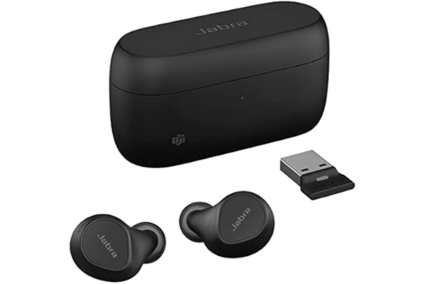 Jabra  Evolve2 Buds True Wireless In-Ear Bluetooth, med aktiv brusreducering, MultiSensor Voice-teknik och trådlös laddningsplatta - certifierade för MS Teams, fungerar med alla plattformar - svart