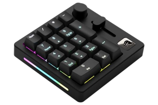 Glorious  Gaming GMMK Macro Numpad – trådat/trådlöst (Bluetooth), aluminium, anpassningsbart, reglage och ratt, individuell RGB, linjära brytare, 18 ABS Doubleshot-tangenter – Black Slate