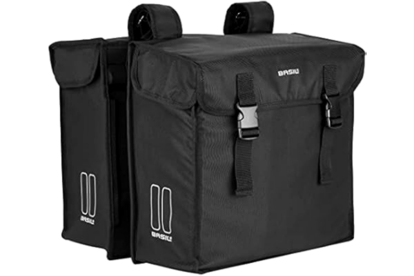 Basil  MARA dobbelt city-taske XXL 47L, fastgørelse af rem, vandtæt polyester, sort (BAS-17395)