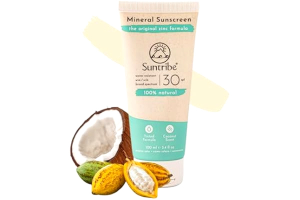 Suntribe  Natural Mineral Sunscreen SPF 30/100 ml, Tonad, Ekologisk Solkräm - 100% Naturlig & Reef Safe, Non-Nano Zinkoxid, Vattenresistent - Vinnare Beauty Shortlist Awards 2022