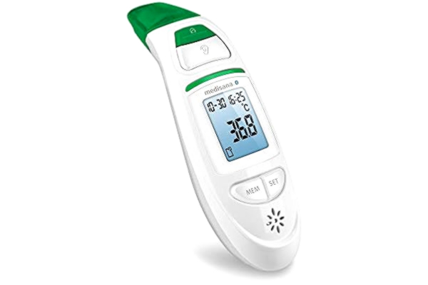 Medisana medisana TM 750 connect digital 6in1 termometer Örontermometer för spädbarn, barn och vuxna, panntermometer med visuellt feberlarm, minnesfunktion och Bluetooth