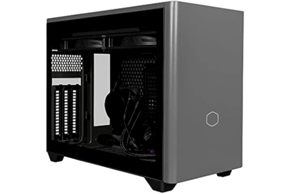 Cooler Master  MasterBox NR200P MAX Mini-ITX PC-Chassi - Sidopanel i Härdat Glas, 280 mm AIO-Processorkylare, 850W 80-PLUS Gold SFX PSU (Helt Modulärt), Vertikalt GPU-Stöd med PCI-e 4.0 x16 Riser-Kabel