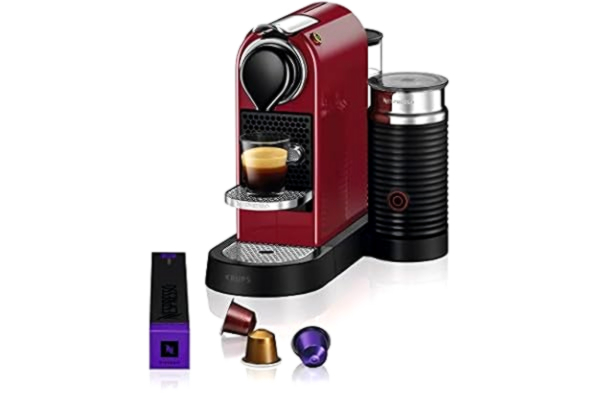 Nespresso KRUPS XN761510WP Citiz & Milk Kaffemaskin Röd 1 L Högt Pumptryck 19 Bar Som Ger Enastående Kvalitet Snabb Uppvärmning 25 Sekunder 2 koppstorlekar