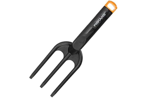 Fiskars  plantergaffel med 3 klor, längd: 26 cm, glasfiberarmerad plast, svart/orange, Solid, 1000696