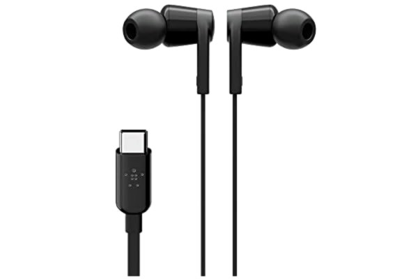 Belkin  SoundForm kabelanslutna hörlurar med USB-C anslutning, In-Ear-hörlurar med mikrofon - USB-C Hörlurar för iPhone 15, iPad, Samsung Galaxy, Pixel, Android och fler med USB-C anslutning, Svart