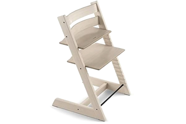 Stokke Tripp Trapp stol från Stokke, Whitewash – justerbar, justerbar stol för småbarn, barn och vuxna – praktisk, bekväm och ergonomisk – klassisk design