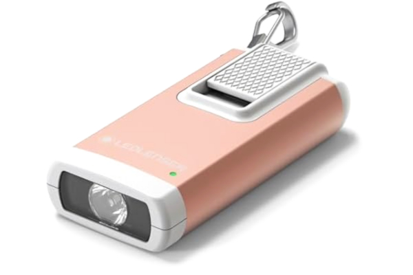 LED Lenser Ledlenser K6R nyckelringlampa, 400 lumen, uppladdningsbar, med USB A gränssnitt, med rött ljus (guld)