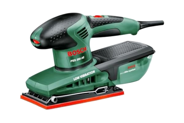 Bosch  slipmaskin PSS 250 AE (250 watt, oscillationsrörelse 2 mm, slipyta 167 cm2, i väska)