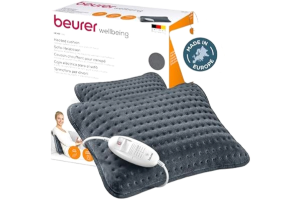 Beurer  HK 48 Mysig värmekudde för soffa med snabb uppvärmning, 3 upplysta temperaturnivåer och automatisk avstängning, extra mjuk vändbar kudde