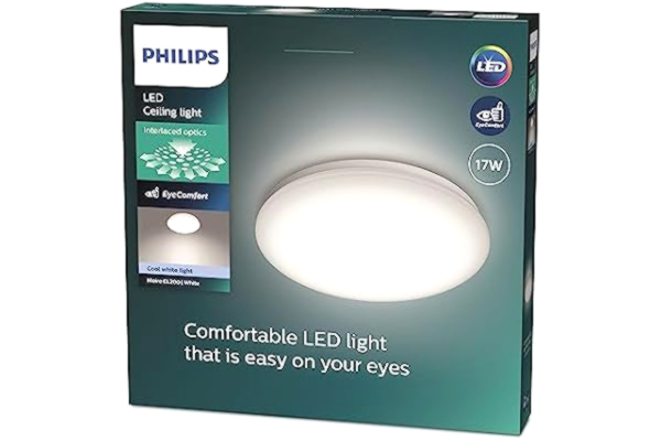 Philips  CL200, Vit takplafond med stilren design, LED, 17W, 4000K, Eyecomfort: Behagligare ljus för ögonen