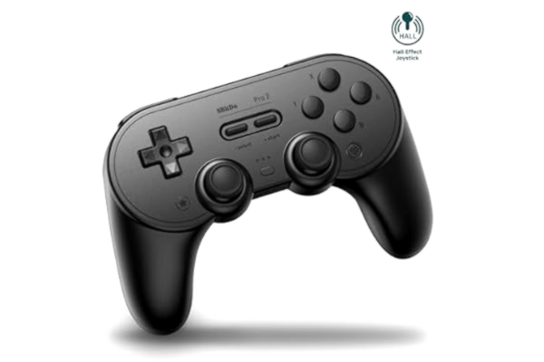 8Bitdo  Pro 2 Bluetooth Controller for Switch, Hall Effect Joystick Update, Wireless Gaming Controller for Switch, PC, Android, and Steam Deck & Apple (Black Edition)