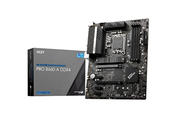 MSI  Pro B660-A DDR4 Carte Mère, ATX - pour Processeurs Intel Core 12è Gén, LGA 1700 - DDR4 Memory Boost 4800+MHz/OC, Slot PCIe 4.0 x16, 2 x Slots M.2 Gen4, LAN 2.5G 7D59-006R Noir