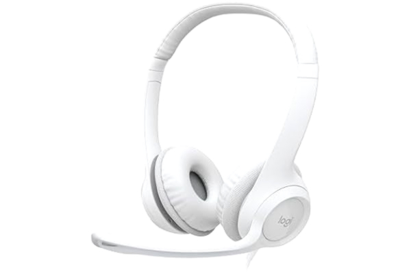 Logitech  H390 trådbundet headset för PC/bärbar dator, stereohörlurar med brusreducerande mikrofon, USB-A, in-line kontroller, fungerar med Chromebook - Vit